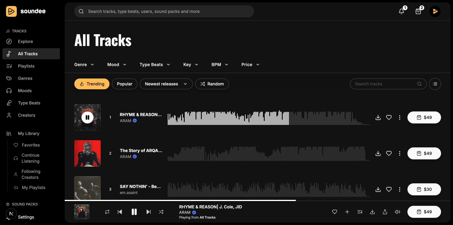 Soundee Marketplace Preview